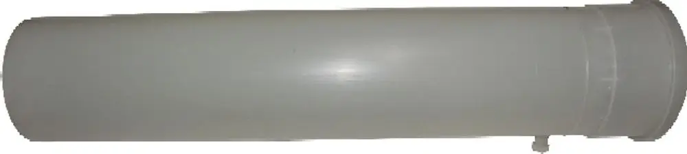 Weiße, zylindrische Abgasführung aus Kunststoff für Heiztechnik, passend für Produkte von Wolf. 